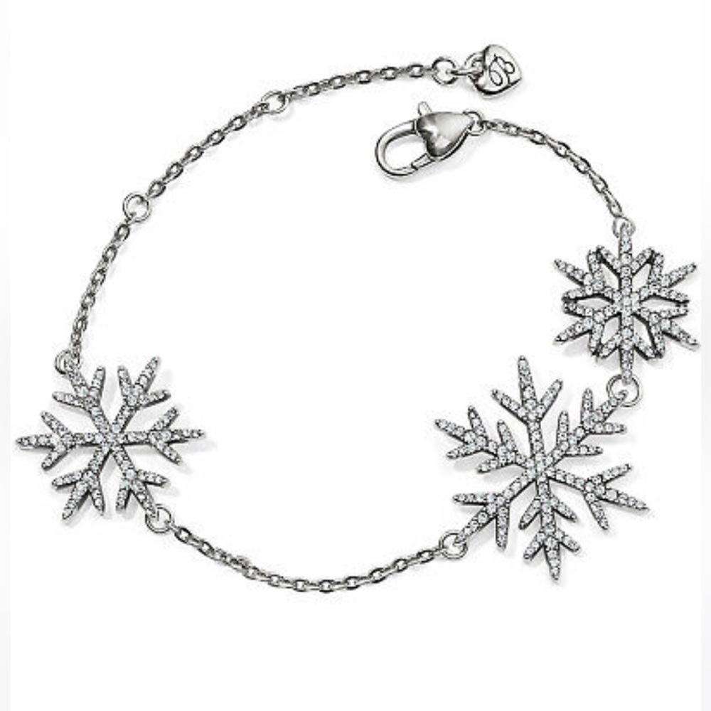 NWT❄️Brighton❄️CRISTALLO Snowflake Crystal Silver Soft Bracelet Winter